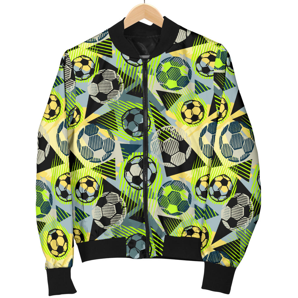 Soccer Ball Themed Print Pattern Men Bomber Jacket