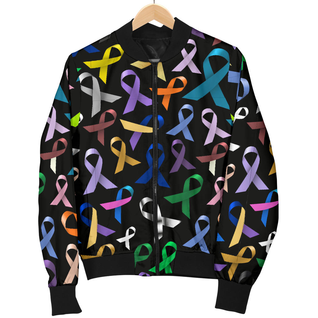 Breast Cancer Awareness Colorful Print Men Bomber Jacket