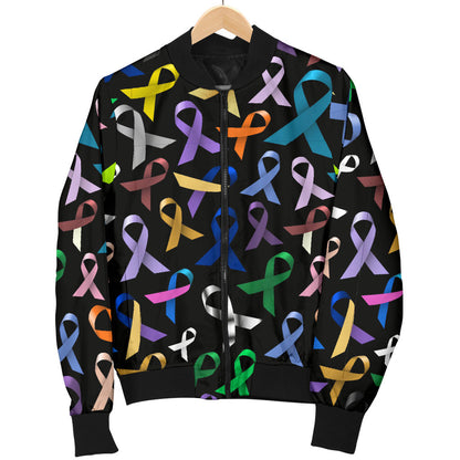 Breast Cancer Awareness Colorful Print Men Bomber Jacket