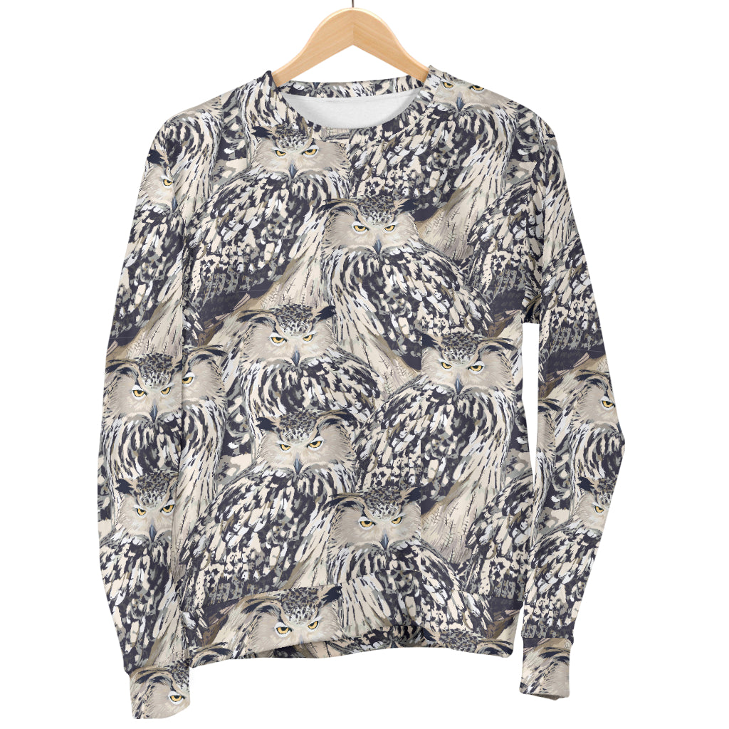 Owl Realistic Themed Design Print Women Long Sleeve Sweatshirt