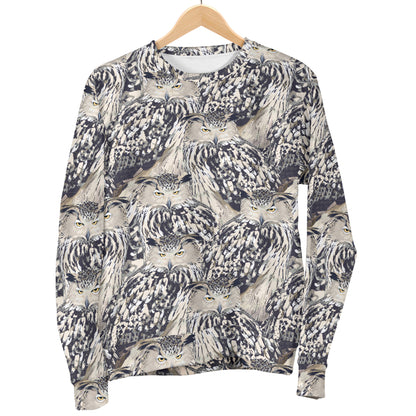 Owl Realistic Themed Design Print Women Long Sleeve Sweatshirt