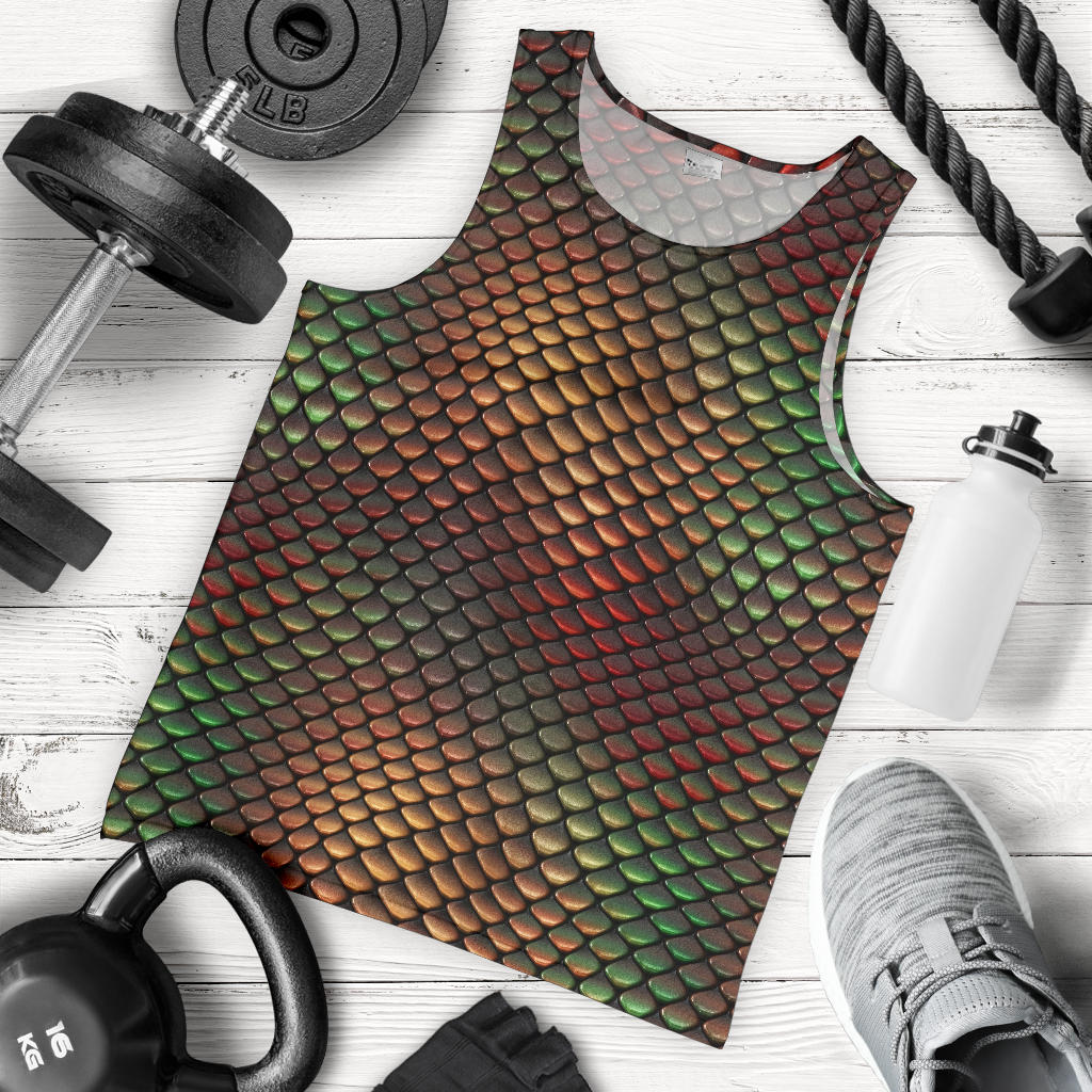 Snake Skin Colorful Print Men Tank Top