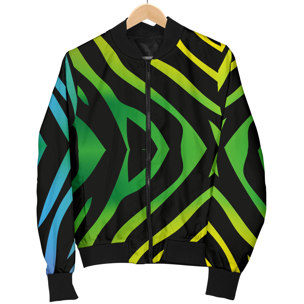 Rainbow Zebra Themed Print Men Bomber Jacket