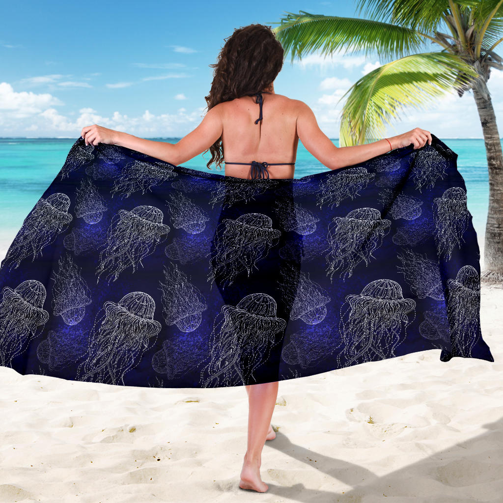 Jellyfish Pattern Print Design 02 Sarong Pareo Wrap