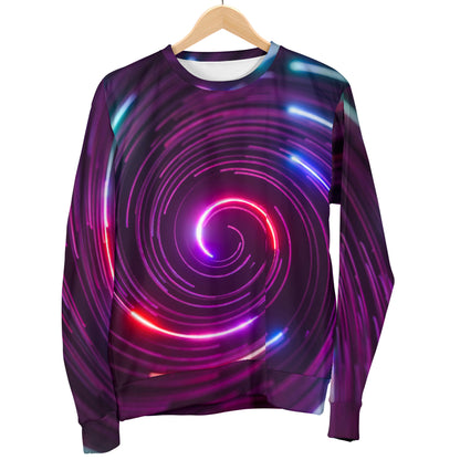 Vortex Twist Swirl Purple Neon Print Women Long Sleeve Sweatshirt