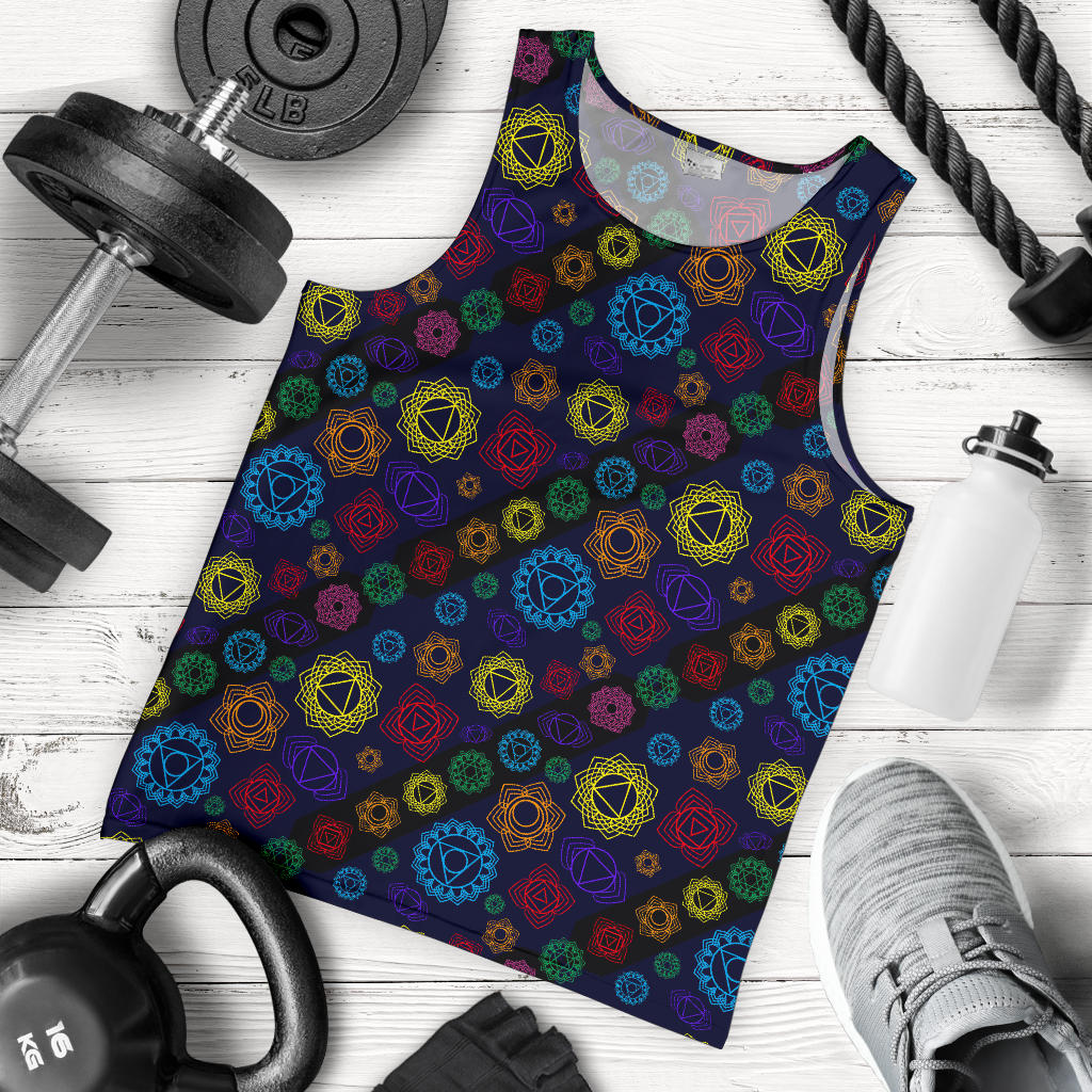 Chakra Colorful Print Pattern Men Tank Top