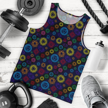 Chakra Colorful Print Pattern Men Tank Top