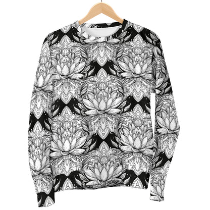 Lotus Mandala Print Pattern Men Long Sleeve Sweatshirt