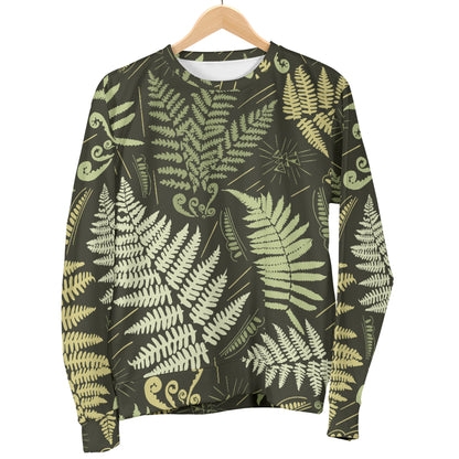 Fern Leave Green Print Pattern Women Long Sleeve Sweatshirt