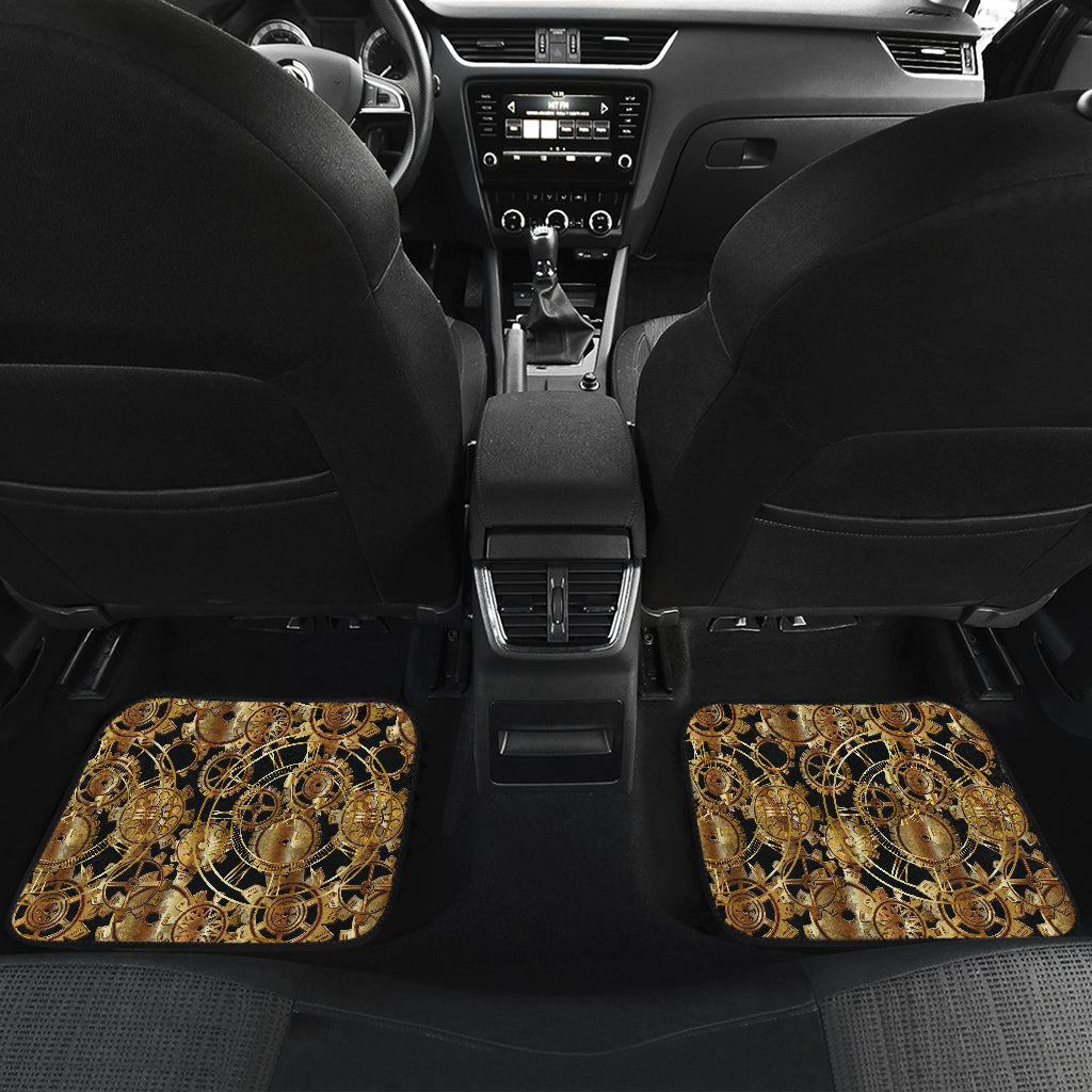 Steampunk Gear Design Themed Print Car Floor Mats Front Back