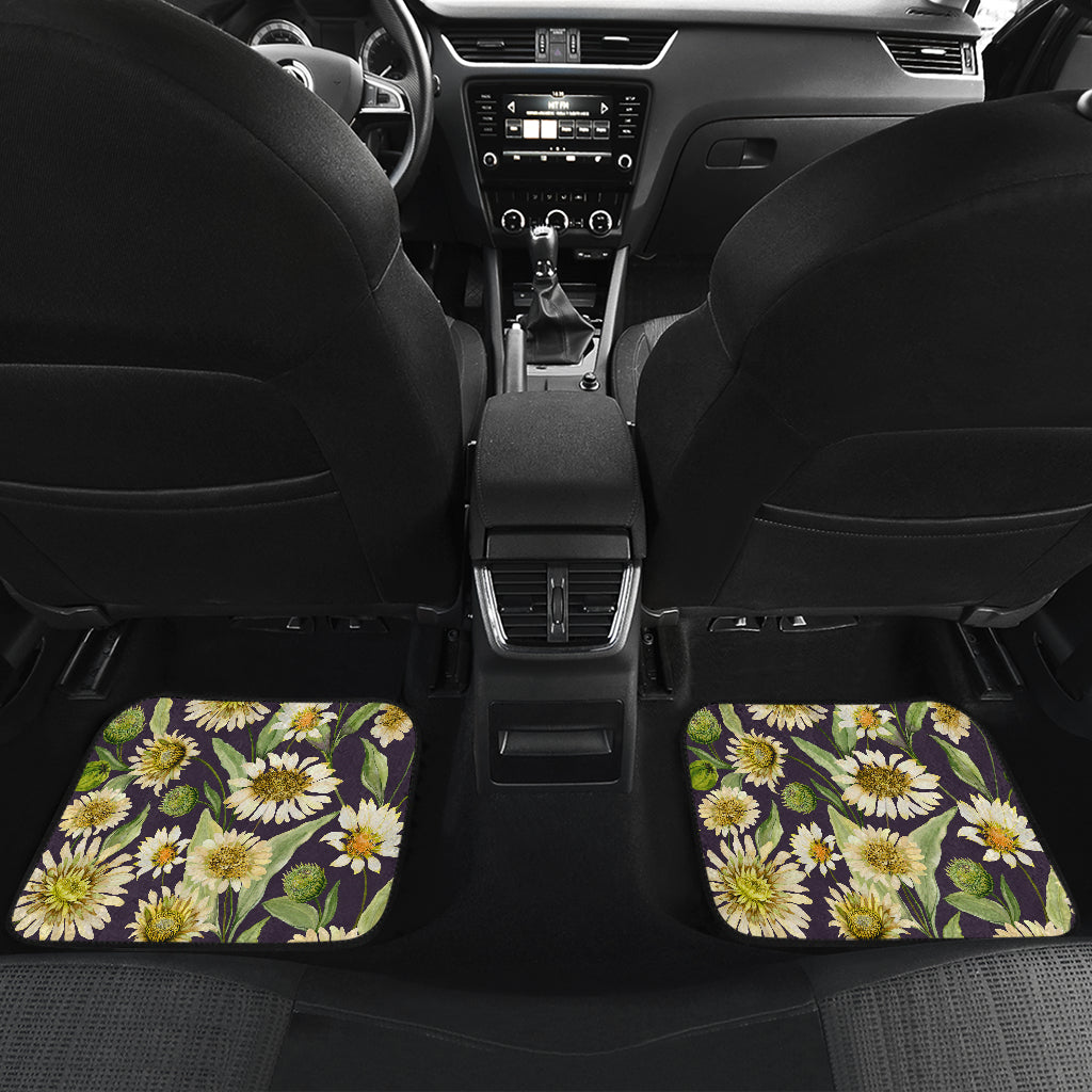 Daisy Vintage Print Pattern Car Floor Mats Front Back