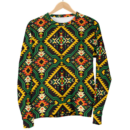 Kente Green Design African Print Men Long Sleeve Sweatshirt