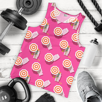 Beach Top View Umbrella Theme Men Tank Top