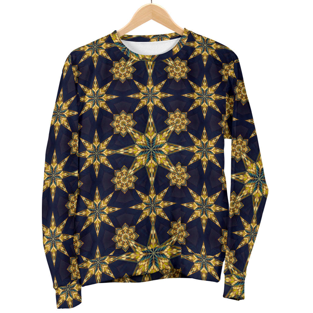 kaleidoscope Gold Print Design Men Long Sleeve Sweatshirt
