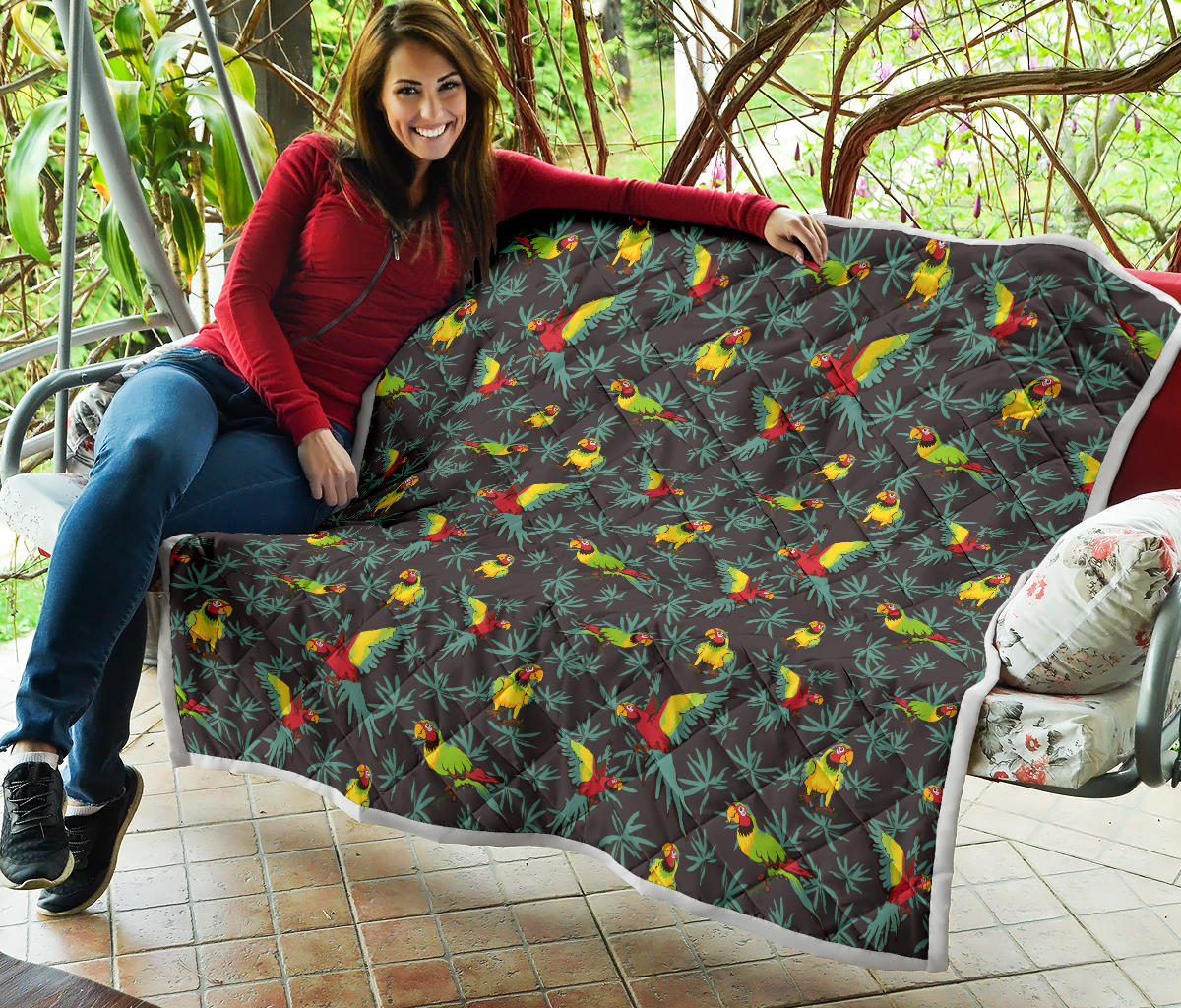 Parrot Themed Print Quilt Bedspread