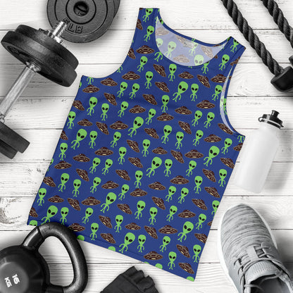 Alien Green UFO Pattern Men Tank Top