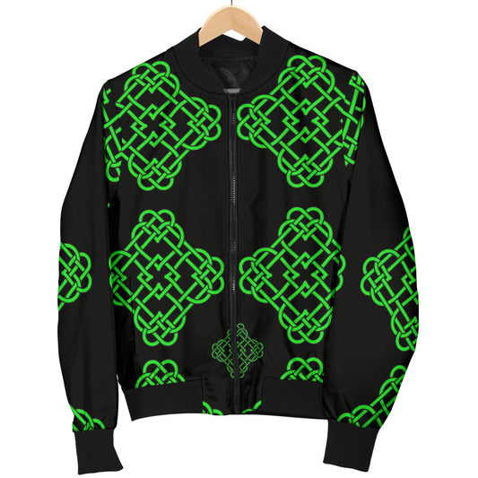 Celtic Knot Green Neon Design Men Bomber Jacket