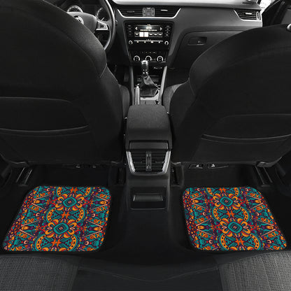 Ethnic Style Print Pattern Car Floor Mats Front Back