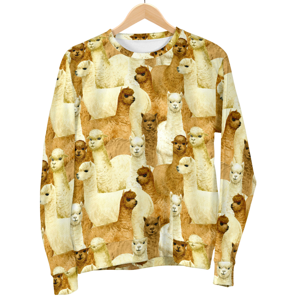 Alpaca Watercolor Design Themed Print Men Long Sleeve Sweatshirt