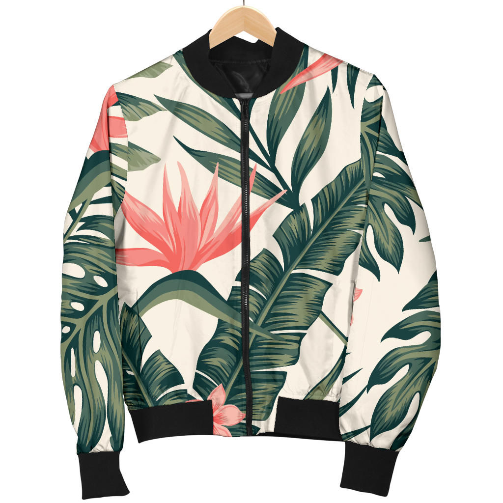 Tropical Flower Palm Leaves Men Bomber Jacket