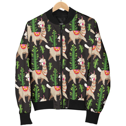 Alpaca Cactus Design Themed Print Men Bomber Jacket