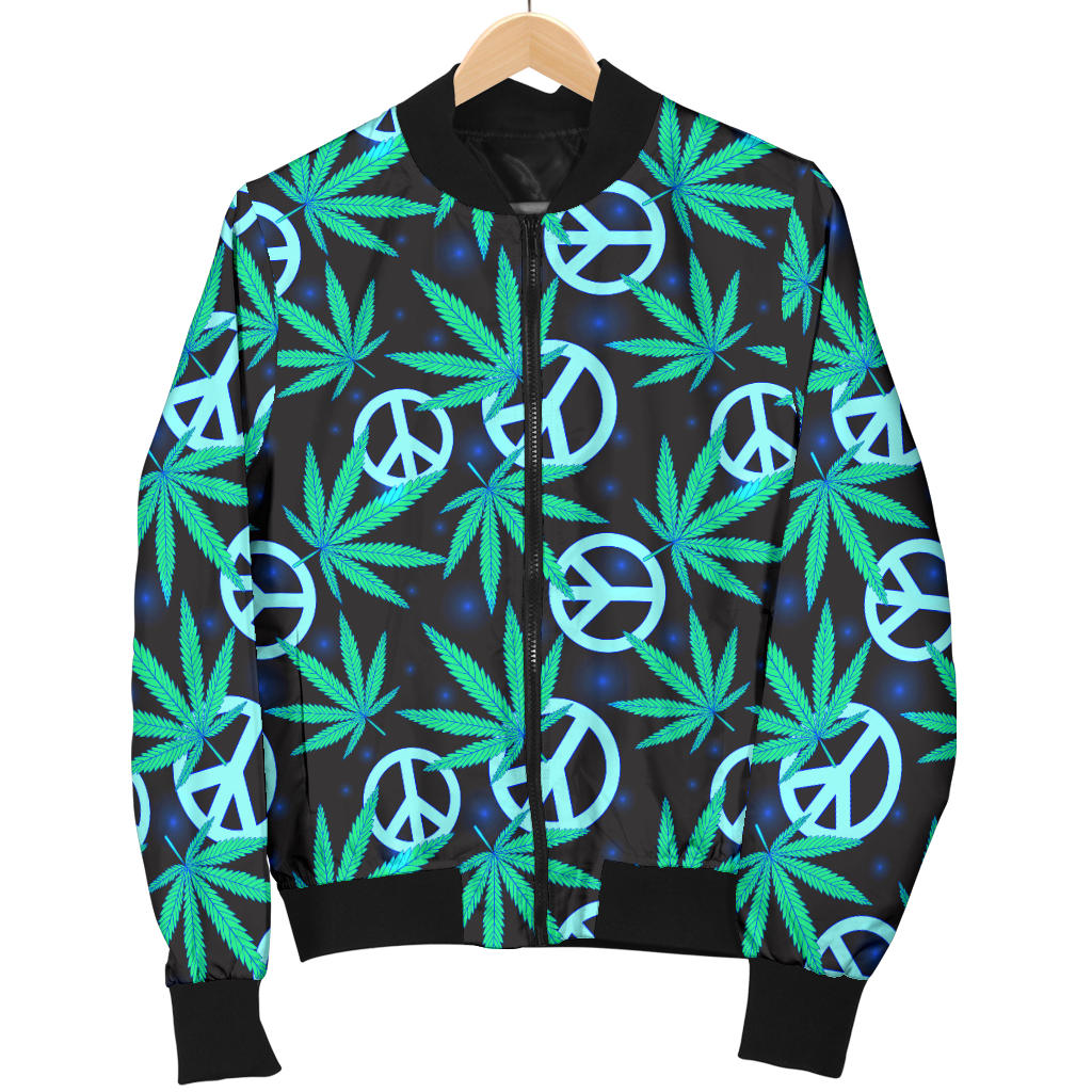 Peace Sign Themed Design Print Men Bomber Jacket