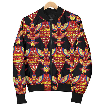 Totem Pole Print Men Bomber Jacket