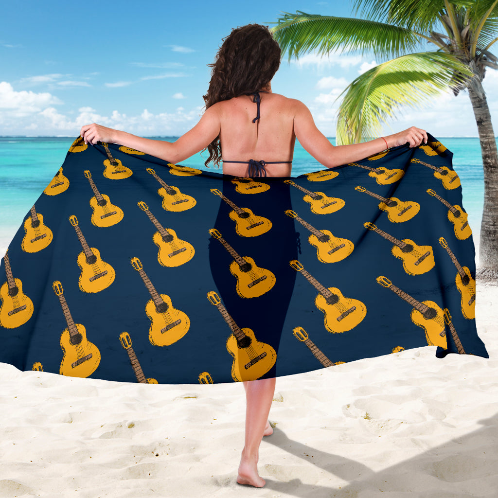 Acoustic Guitar Pattern Print Design 04 Sarong Pareo Wrap