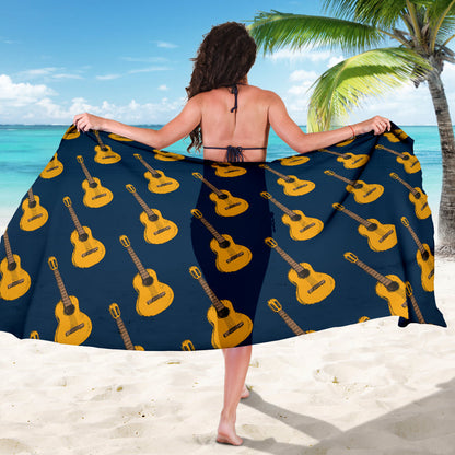 Acoustic Guitar Pattern Print Design 04 Sarong Pareo Wrap