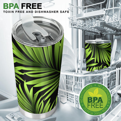 Green Neon Tropical Palm Leaves Tumbler