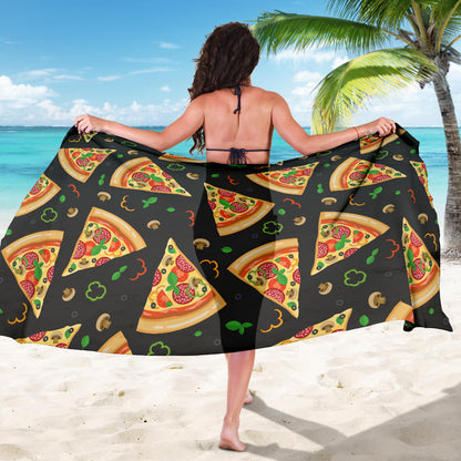 Pizza Pattern Print Design A02 Sarong Pareo Wrap