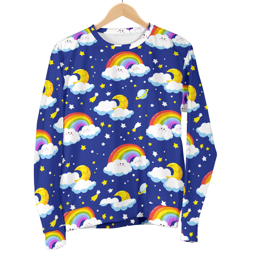 Rainbow Space Design Print Men Long Sleeve Sweatshirt