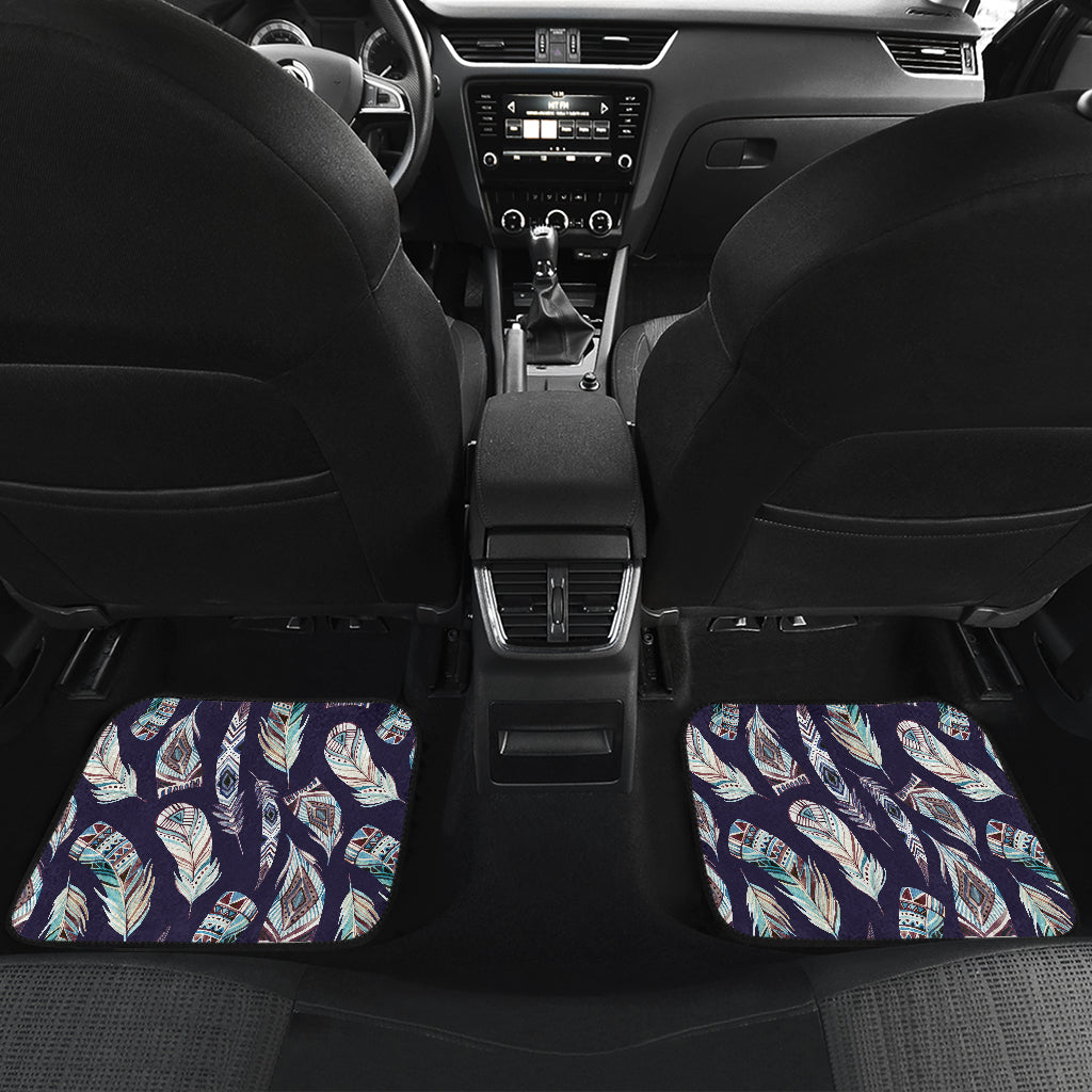 Feather Vintage Boho Design Print Car Floor Mats Front Back