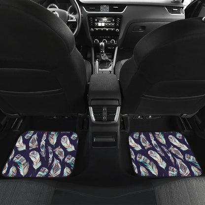 Feather Vintage Boho Design Print Car Floor Mats Front Back