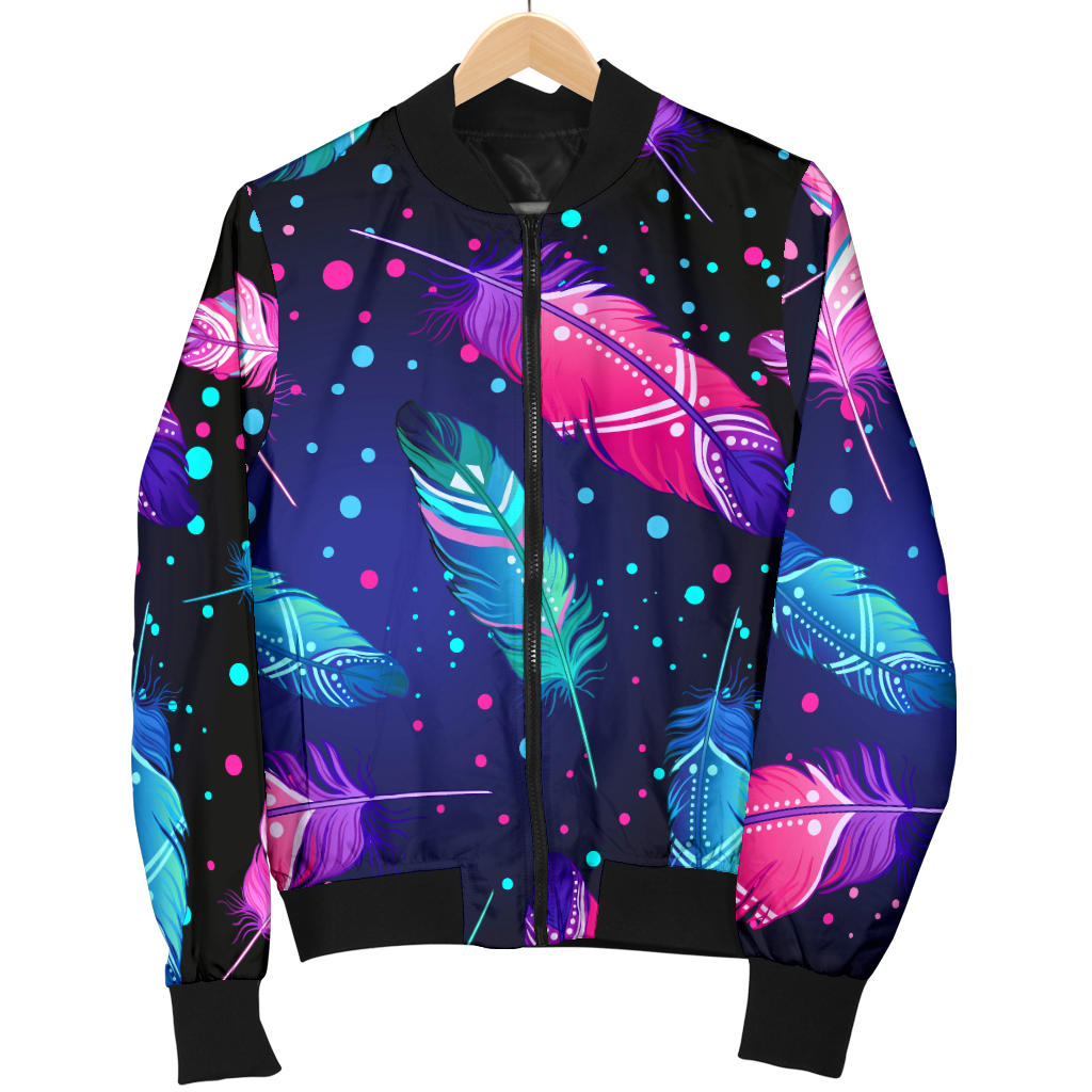 Feather Colorful Boho Design Print Men Bomber Jacket