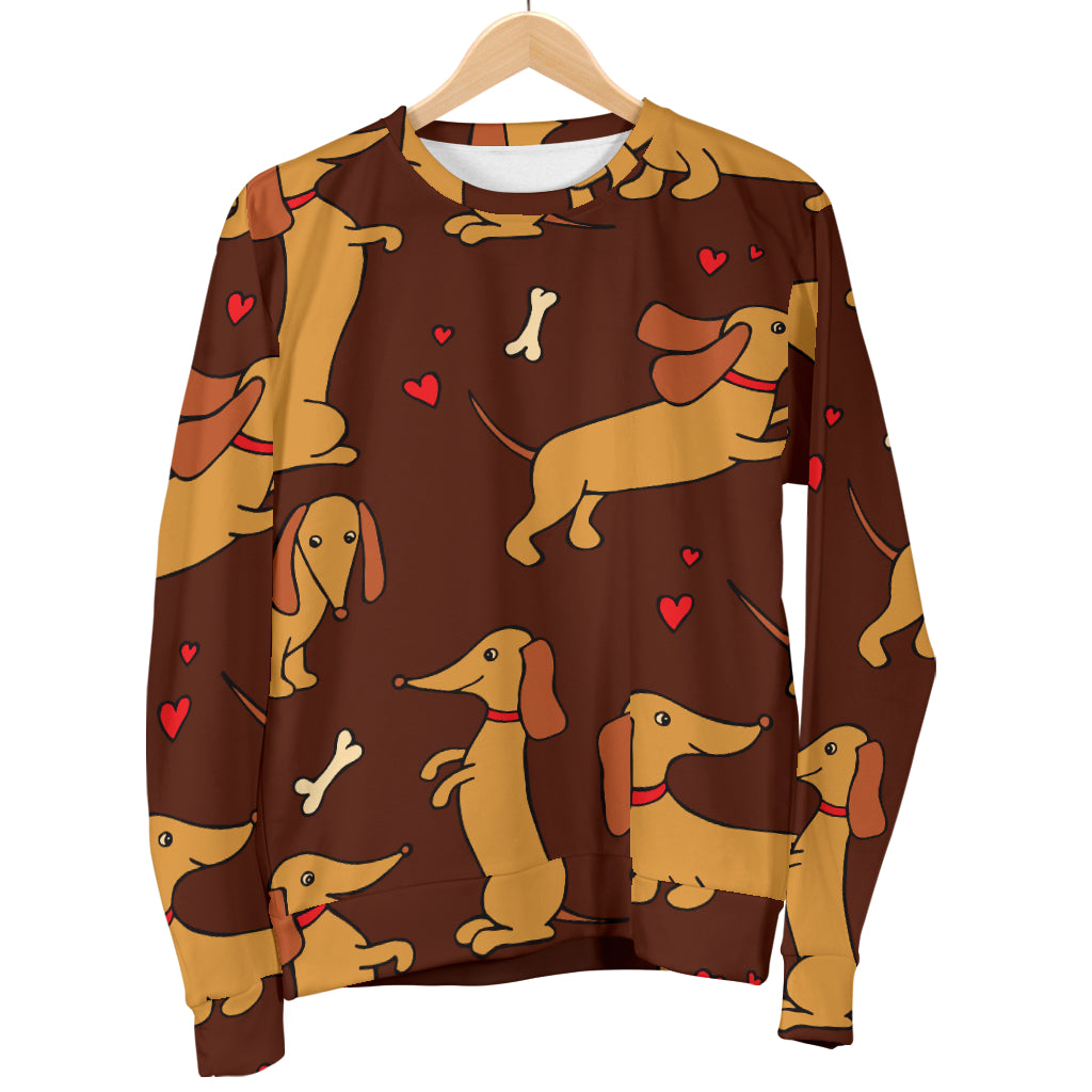 Dachshund Happy Print Pattern Men Long Sleeve Sweatshirt