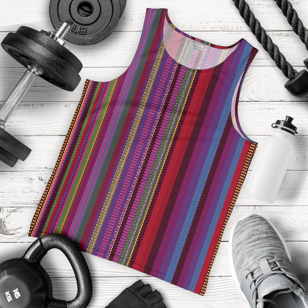 Serape Stripe Print Men Tank Top