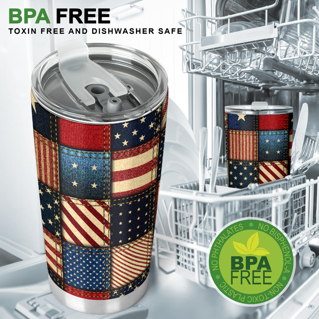 American flag Patchwork Design Tumbler