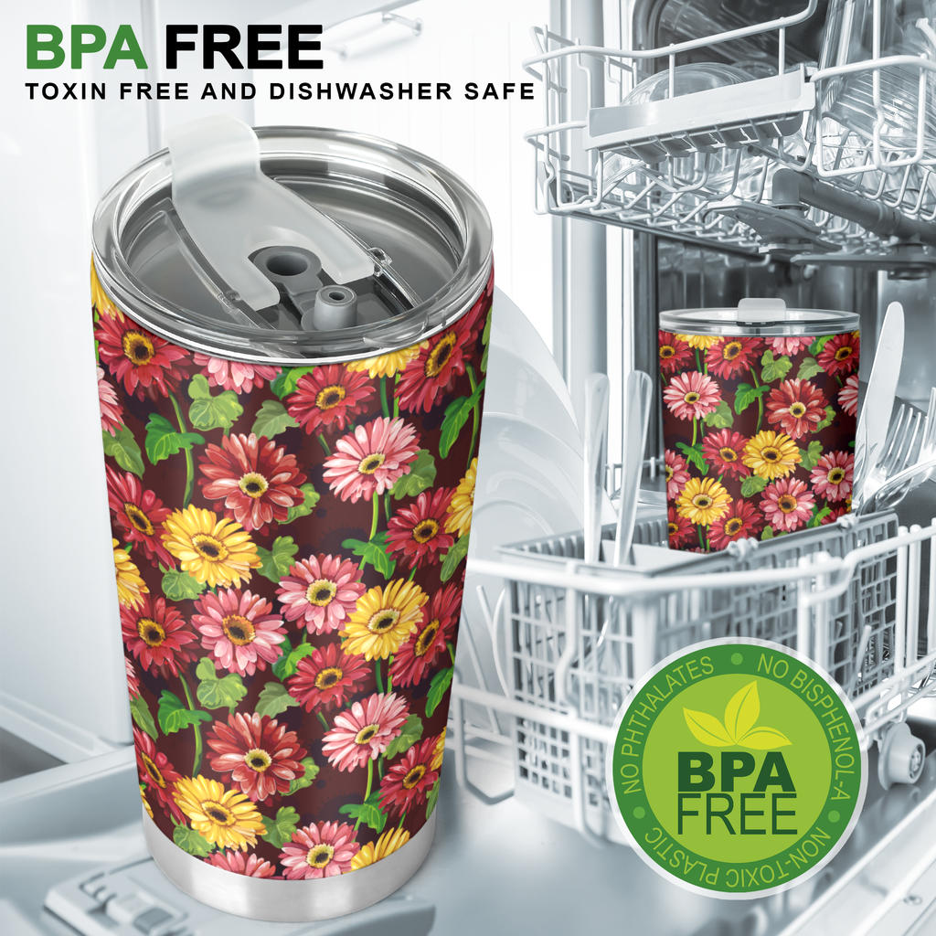 Daisy Gerbera Print Pattern Tumbler