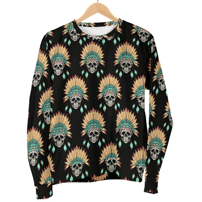 American indian Skull Pattern Women Long Sleeve Sweatshirt