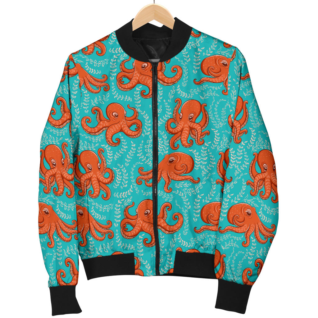 Octopus Cartoon Design Print Themed Men Bomber Jacket