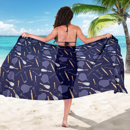 Cooking Kitchen Tools Pattern Print Design 04 Sarong Pareo Wrap