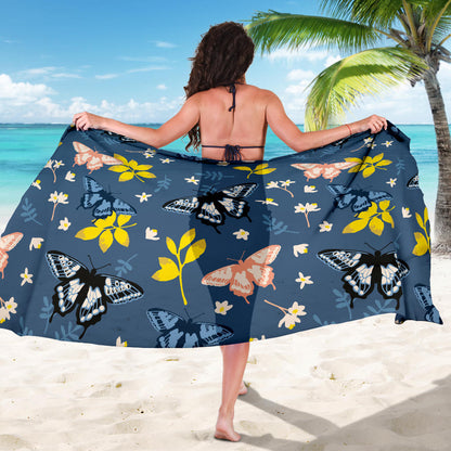 Monarch Butterfly Pattern Print Design 02 Sarong Pareo Wrap