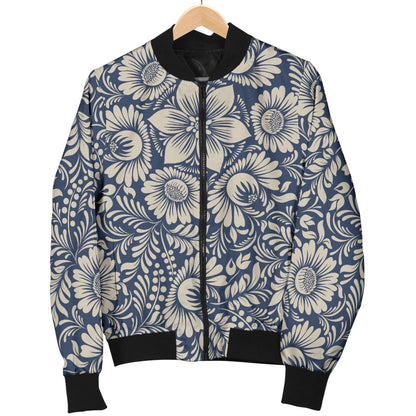 Elegant Floral Print Pattern Men Bomber Jacket