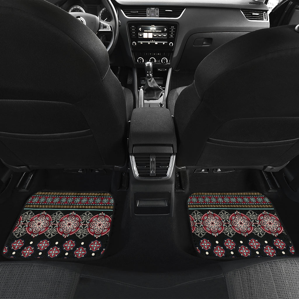 Ethnic Dot Style Print Pattern Car Floor Mats Front Back