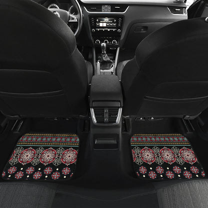 Ethnic Dot Style Print Pattern Car Floor Mats Front Back