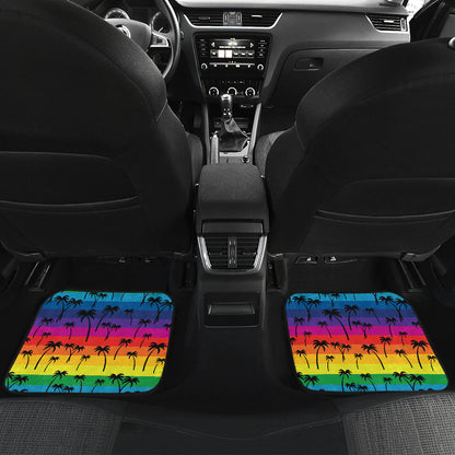 Palm Tree Rainbow Themed Print Car Floor Mats Front Back