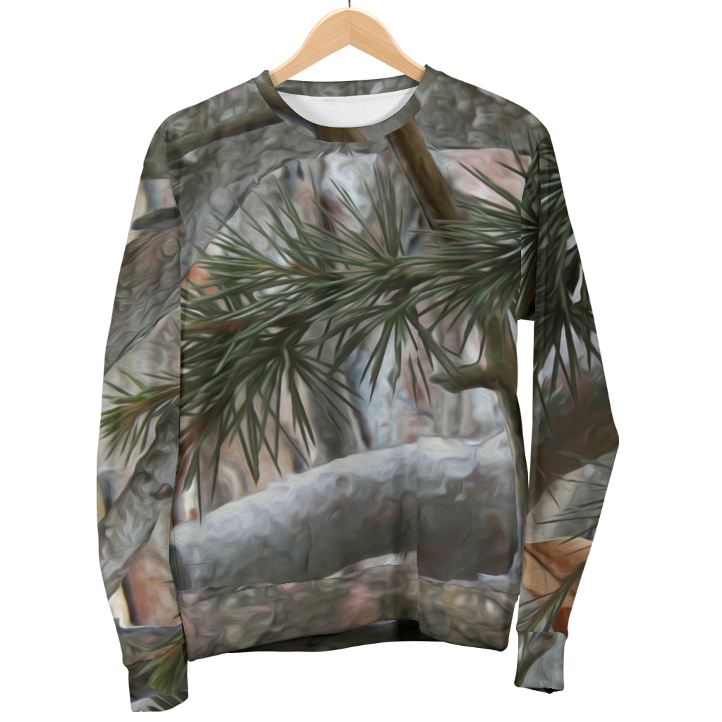 Camo Realistic Tree Forest Pattern Men Long Sleeve Sweatshirt