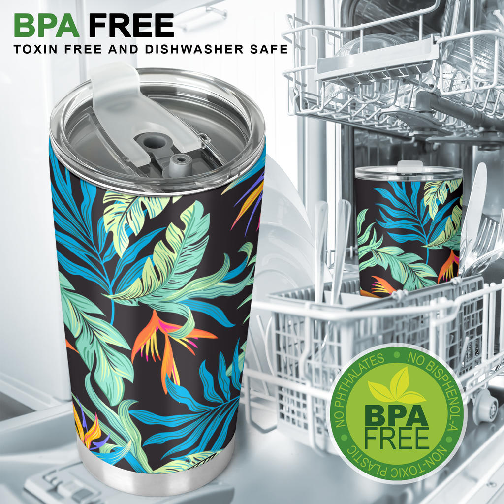 Tropical Palm Leaves Hawaiian Flower Tumbler