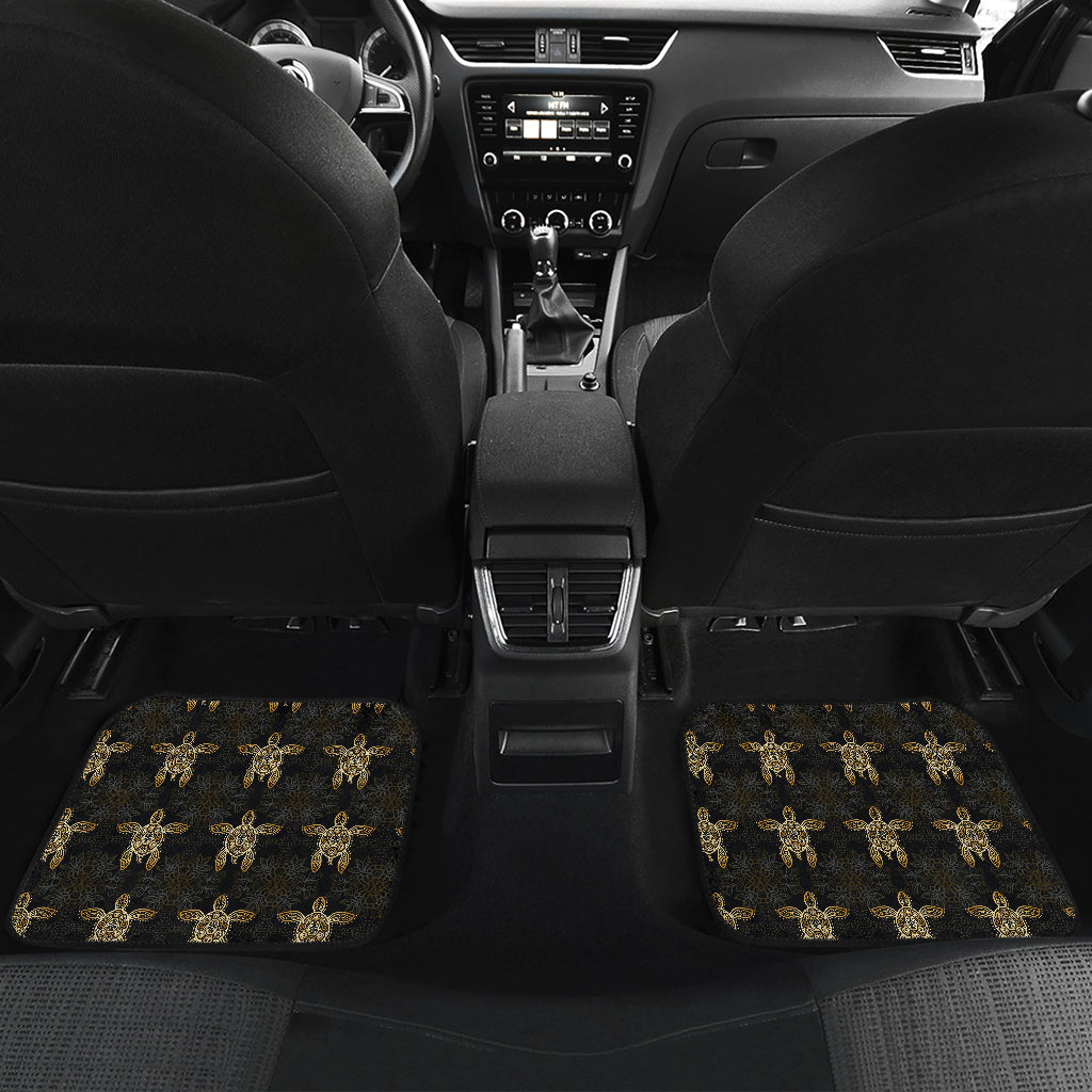 Gold Tribal Turtle Polynesian Design Car Floor Mats Front Back